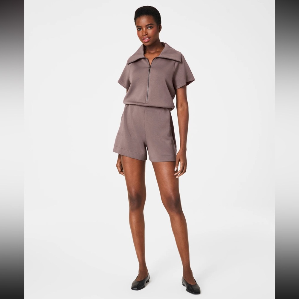 SPANX Air Essentials Half-Zip Jumpsuit In Smoke